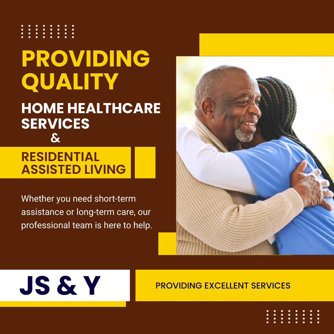 Navy Blue and Yellow Geometric Home Care Services Instagram Post